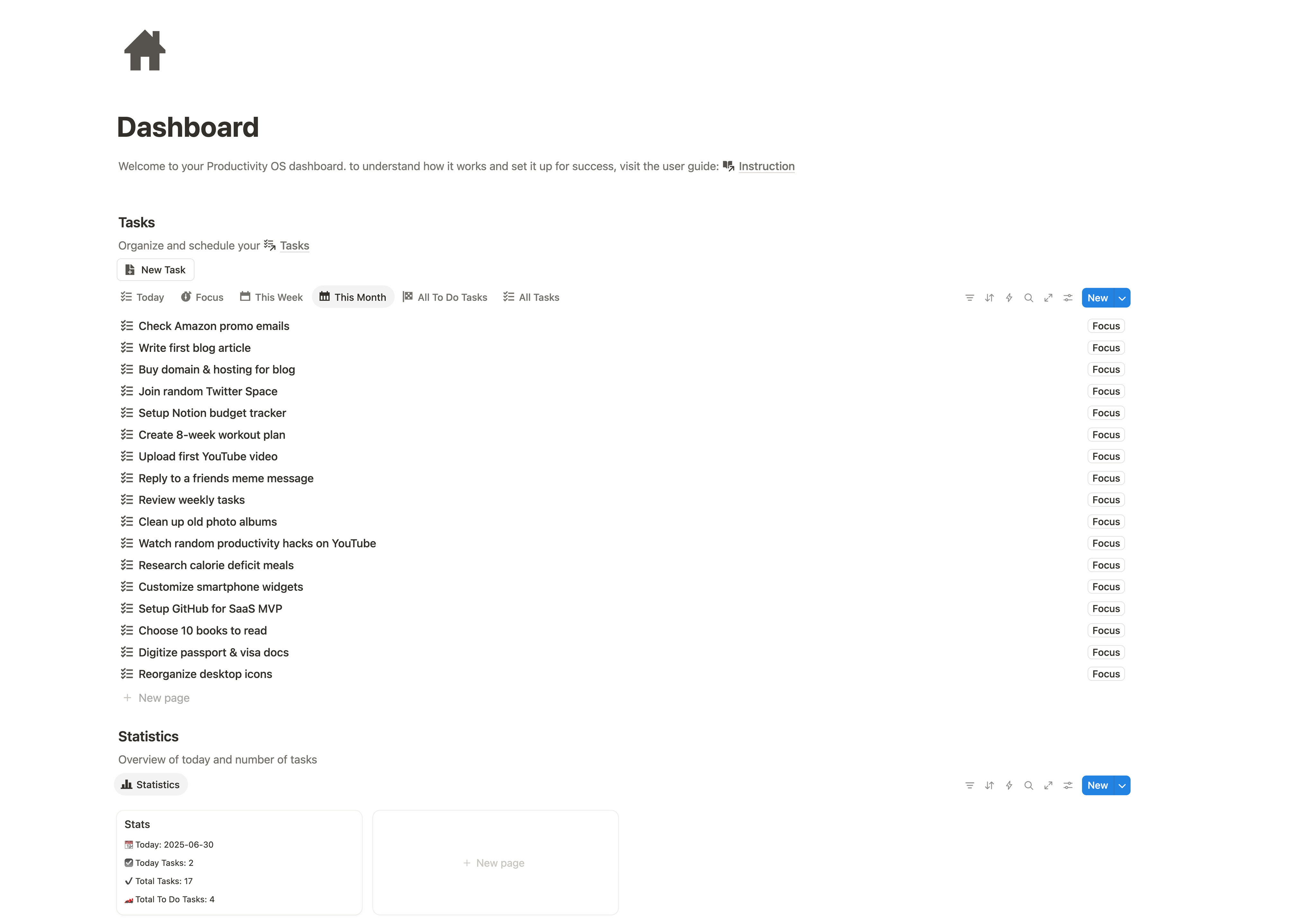 Productivity OS Dashboard