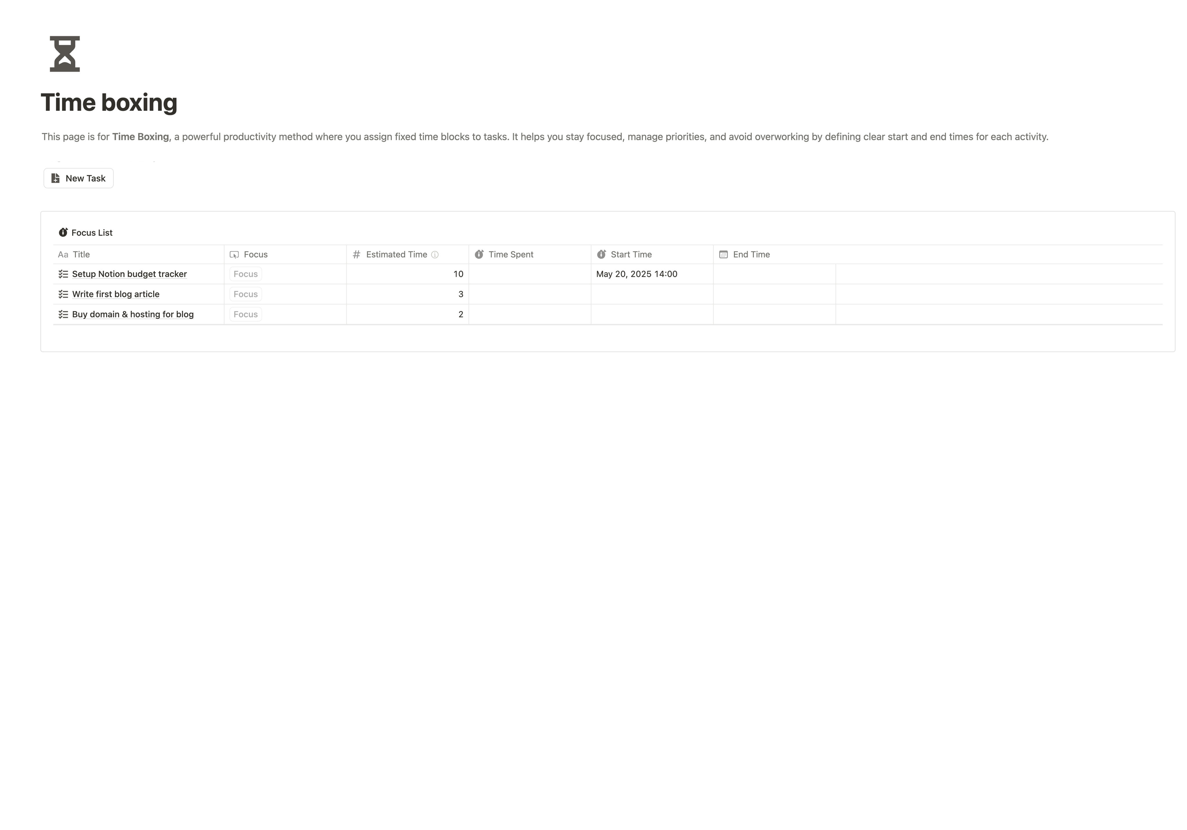 Time Boxing Screenshot